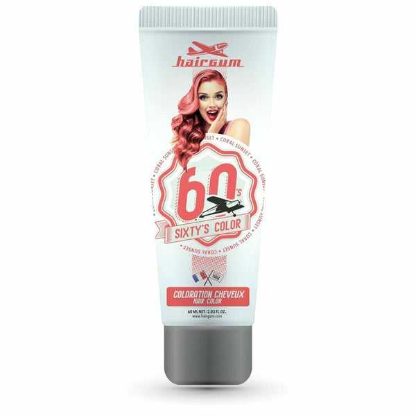 Coloration semi-permanente Hairgum Sixty's Color Coral Sunset (60 ml) | Couleur éclatante et brillante