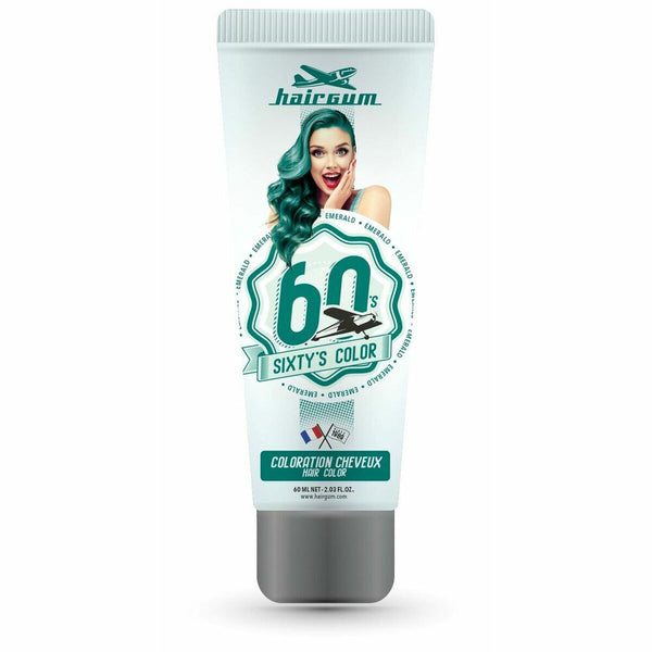 Coloration semi-permanente Hairgum Sixty's Color Vert Émeraude (60 ml) | Un vert émeraude éclatant pour des cheveux sublimes