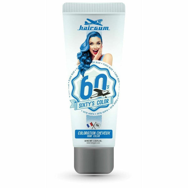 Coloration semi-permanente Hairgum Sixty's Color Flash Blue (60 ml) | Coloration longue tenue au fini brillant