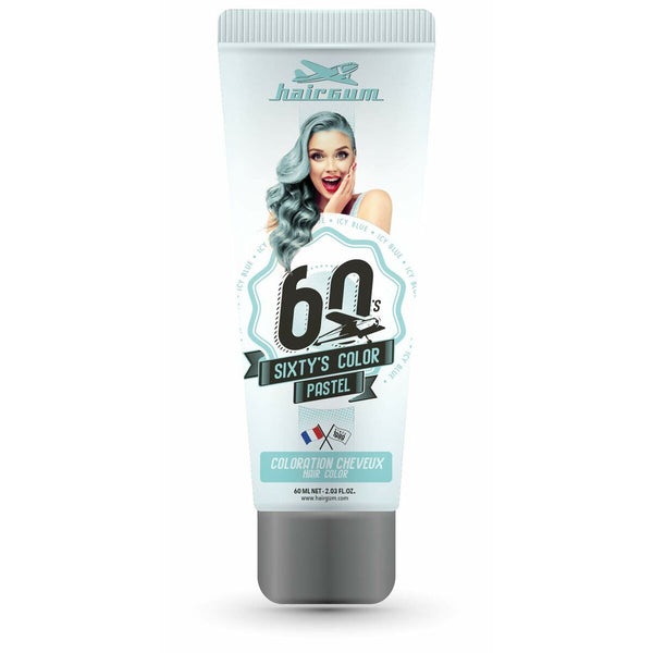 Coloration semi-permanente Hairgum Sixty's Color Icy Blue (60 ml) | Coloration crémeuse longue tenue pour une brillance éclatante