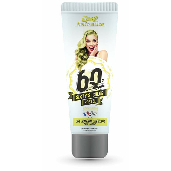 Coloration semi-permanente Hairgum Sixty's Color Yellow Sunrise (60 ml) | Une coloration jaune longue tenue pour une beauté sublimée